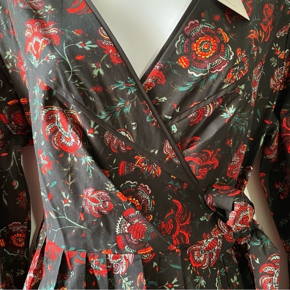 Diane Von Furstenberg Barbe Puffed Sleeves Mini Wrap Dress Punk Flower S… - Picture 12 of 16